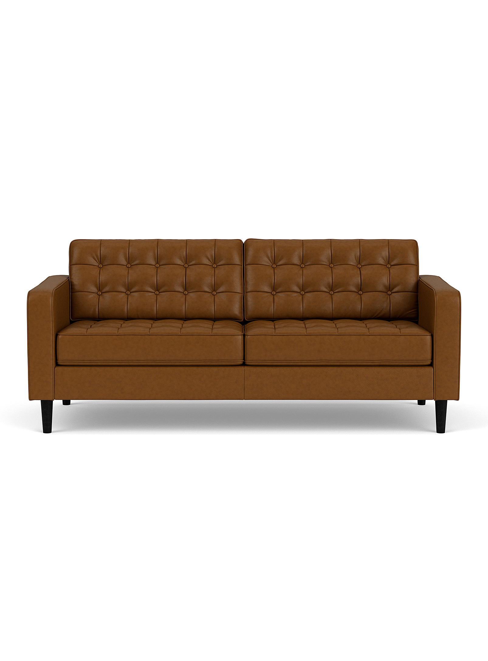 Eq3 Reverie Leather Upholstered Couch In Honey