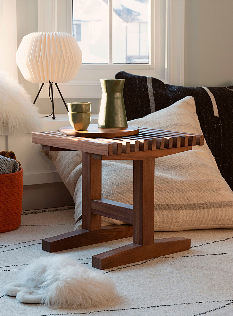 Slatted Walnut Side Table