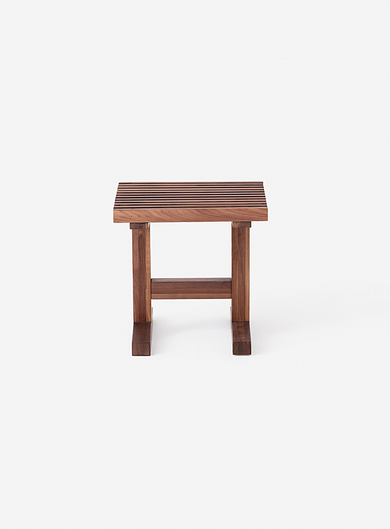 Slatted walnut side table product image 2