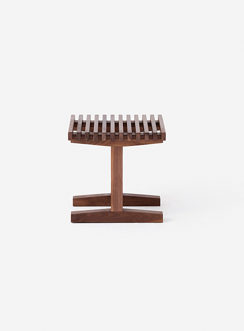Slatted walnut side table product image 3