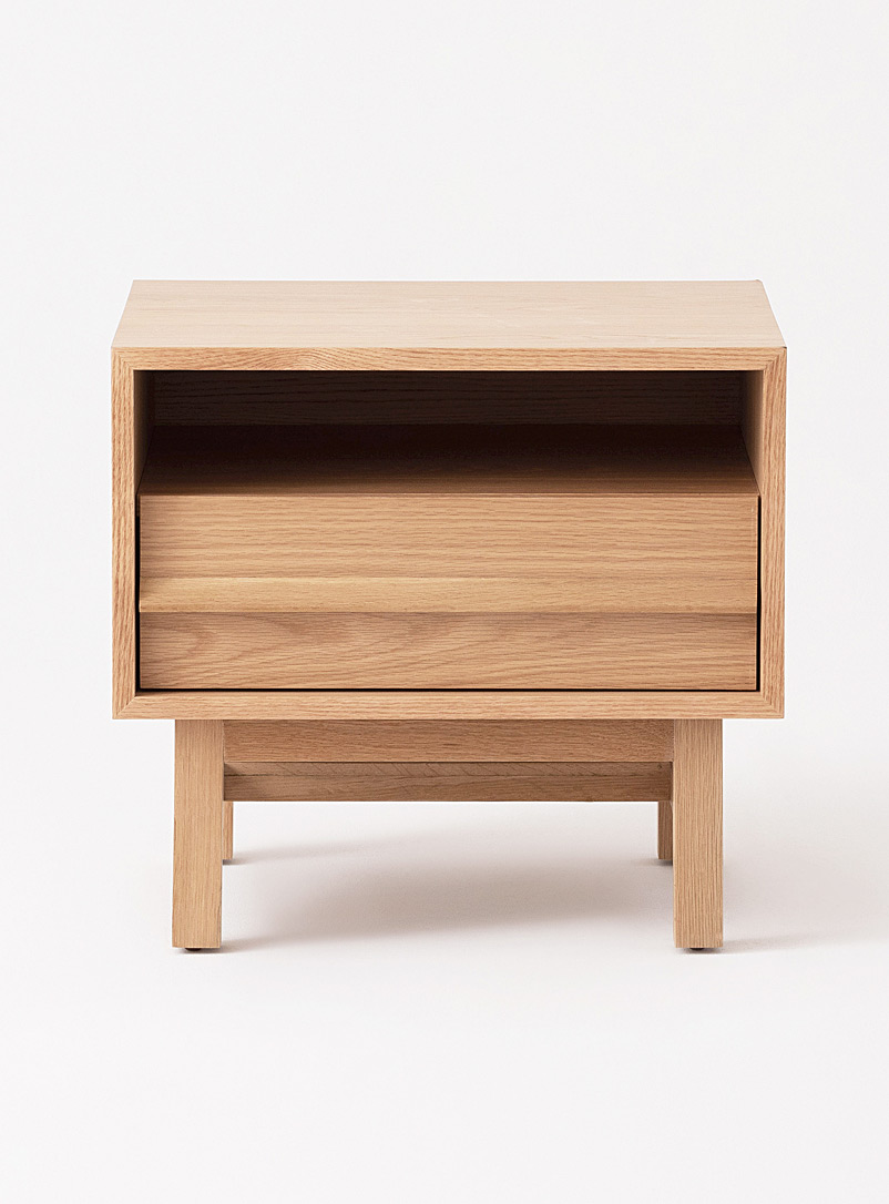 Architectural Shelved Oak Bedside Table