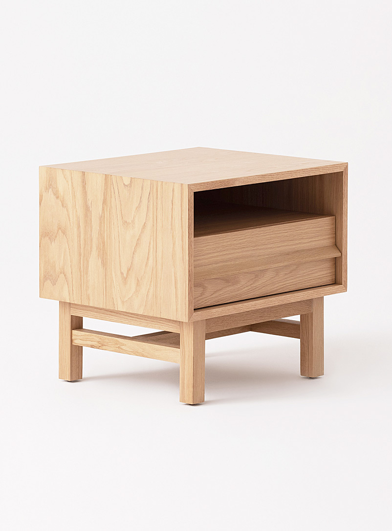 Architectural shelved oak bedside table product image 2