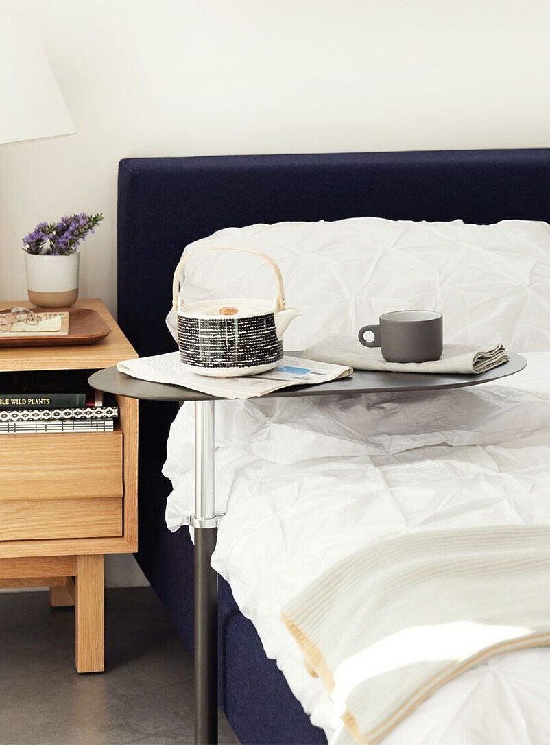 Architectural shelved oak bedside table product image 3