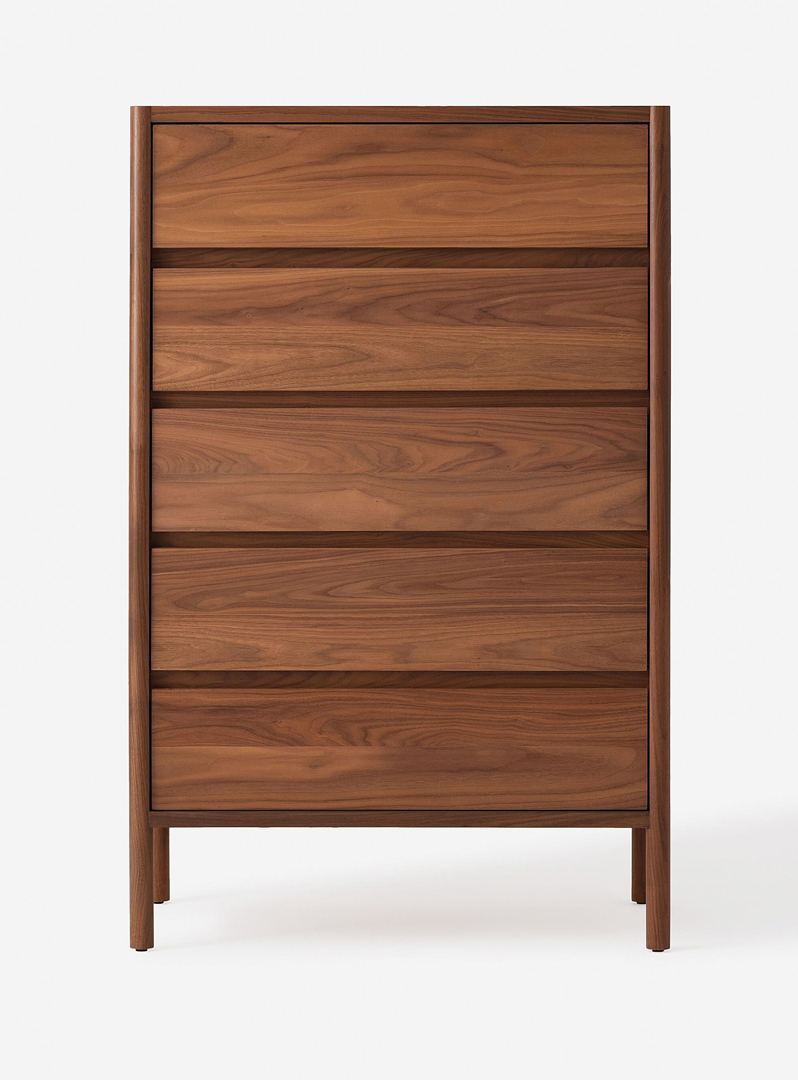 Eq3 Sleek 5-drawer Walnut Dresser In Medium Brown