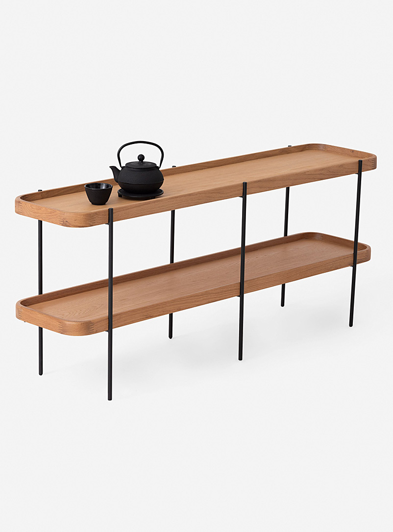 Tiered oak console product image (primary)