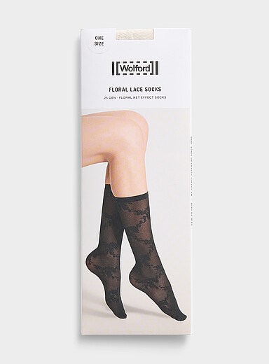 Floral fishnet knee-highs 25 denier - Fine