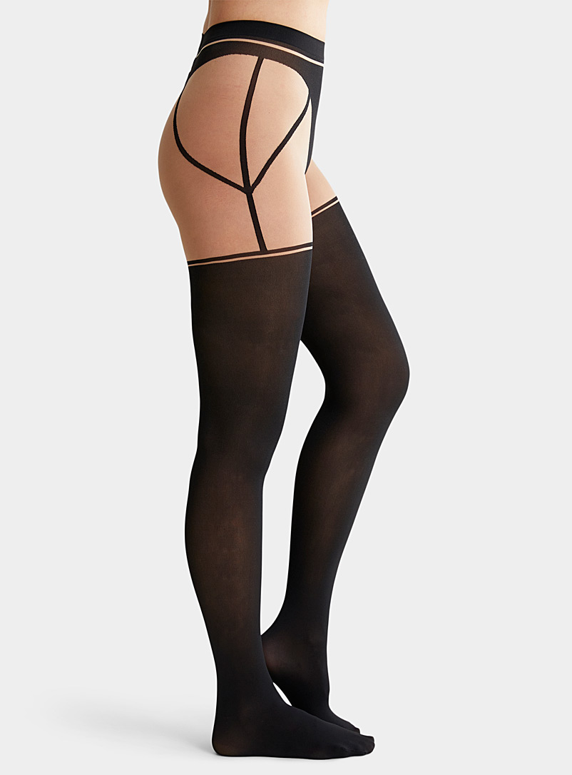 Graphic thigh-high-style pantyhose