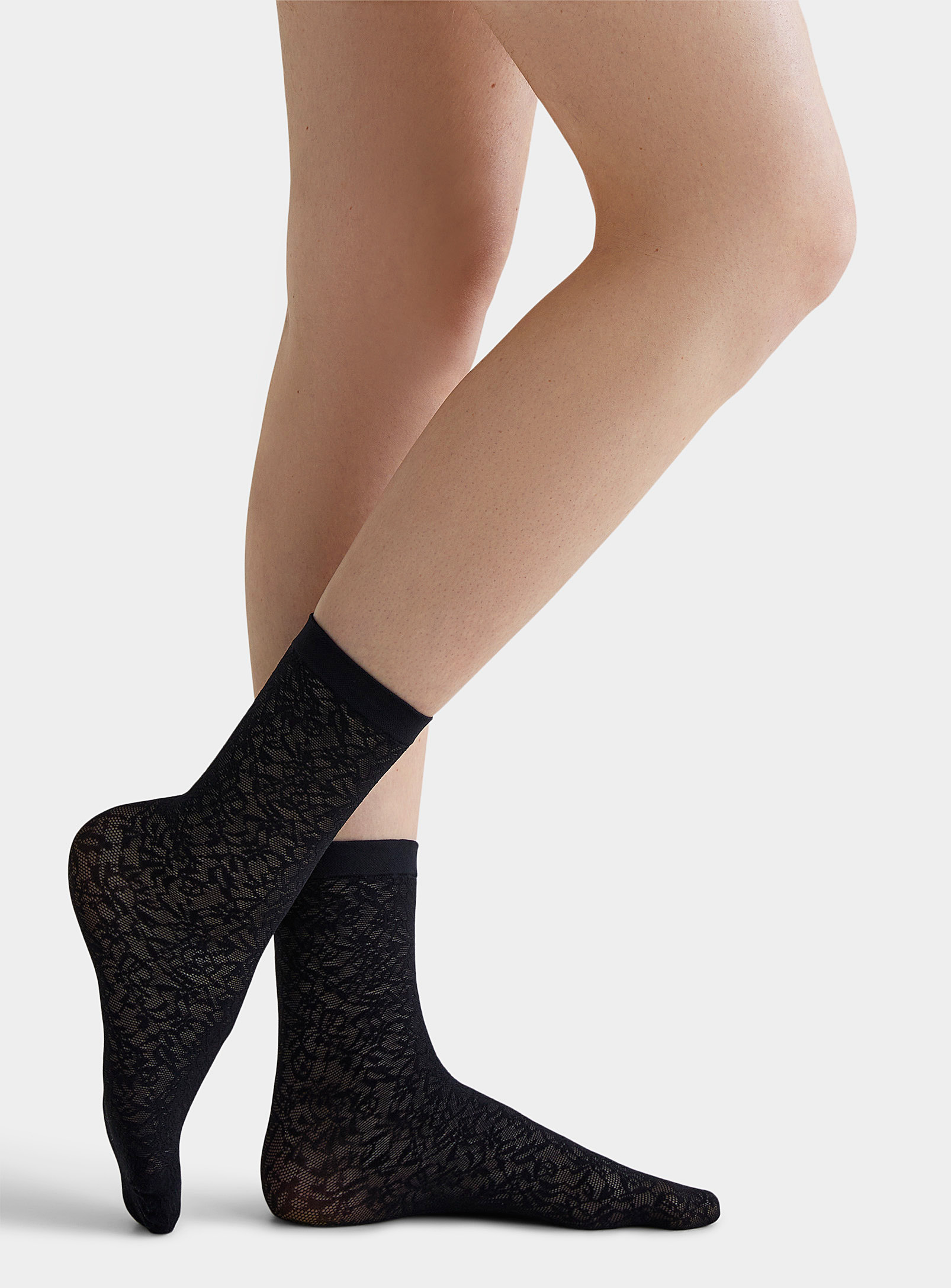Shop Wolford Floral Jacquard Ankle Sock In Black