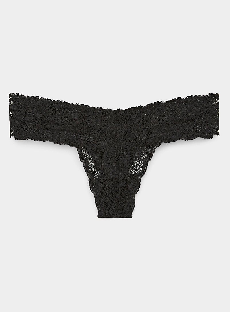 Cosabella Black Lace and scallops thong for women