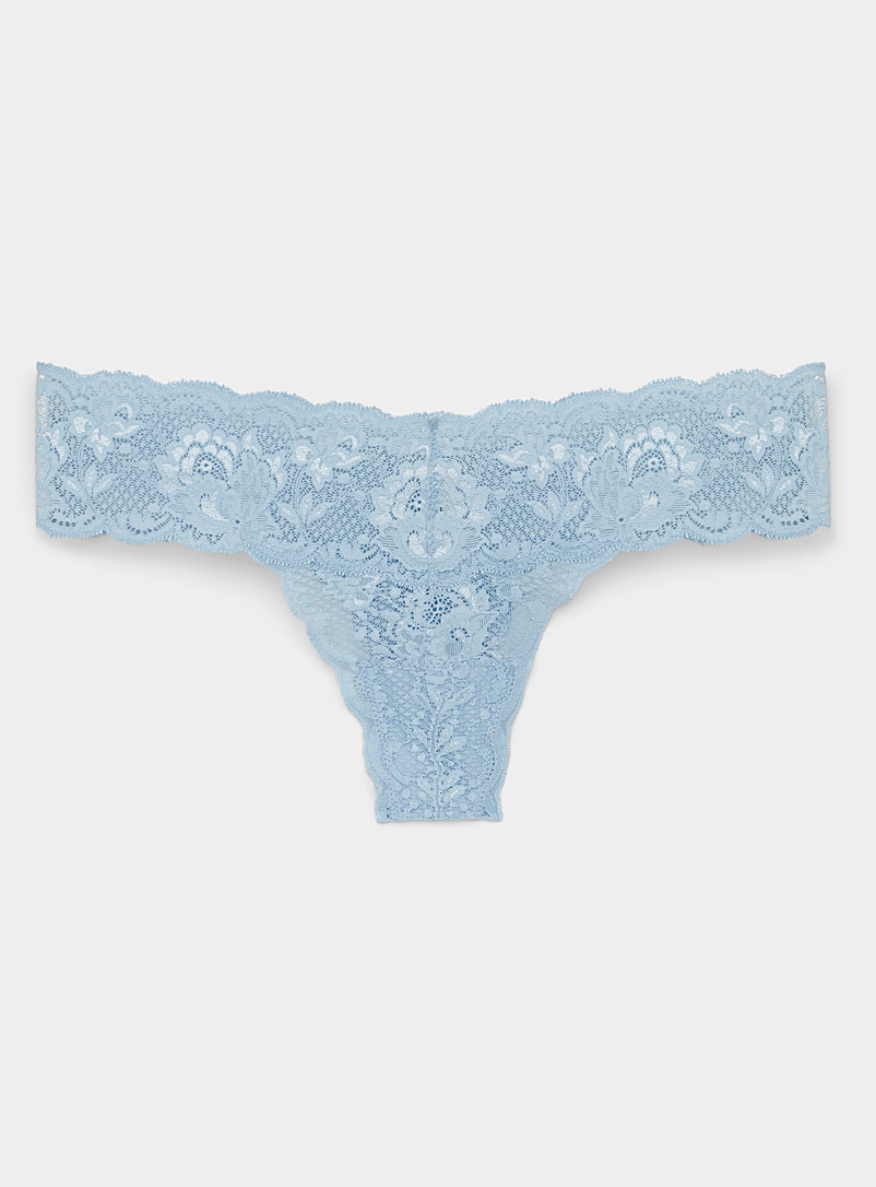 Cosabella Baby Blue Lace and scallops thong for women