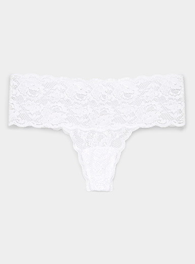 ClodeEU Lace Thong Panties T Back Lingerie Soft Comfortable Elegant Sexy  Nightwear (White M)