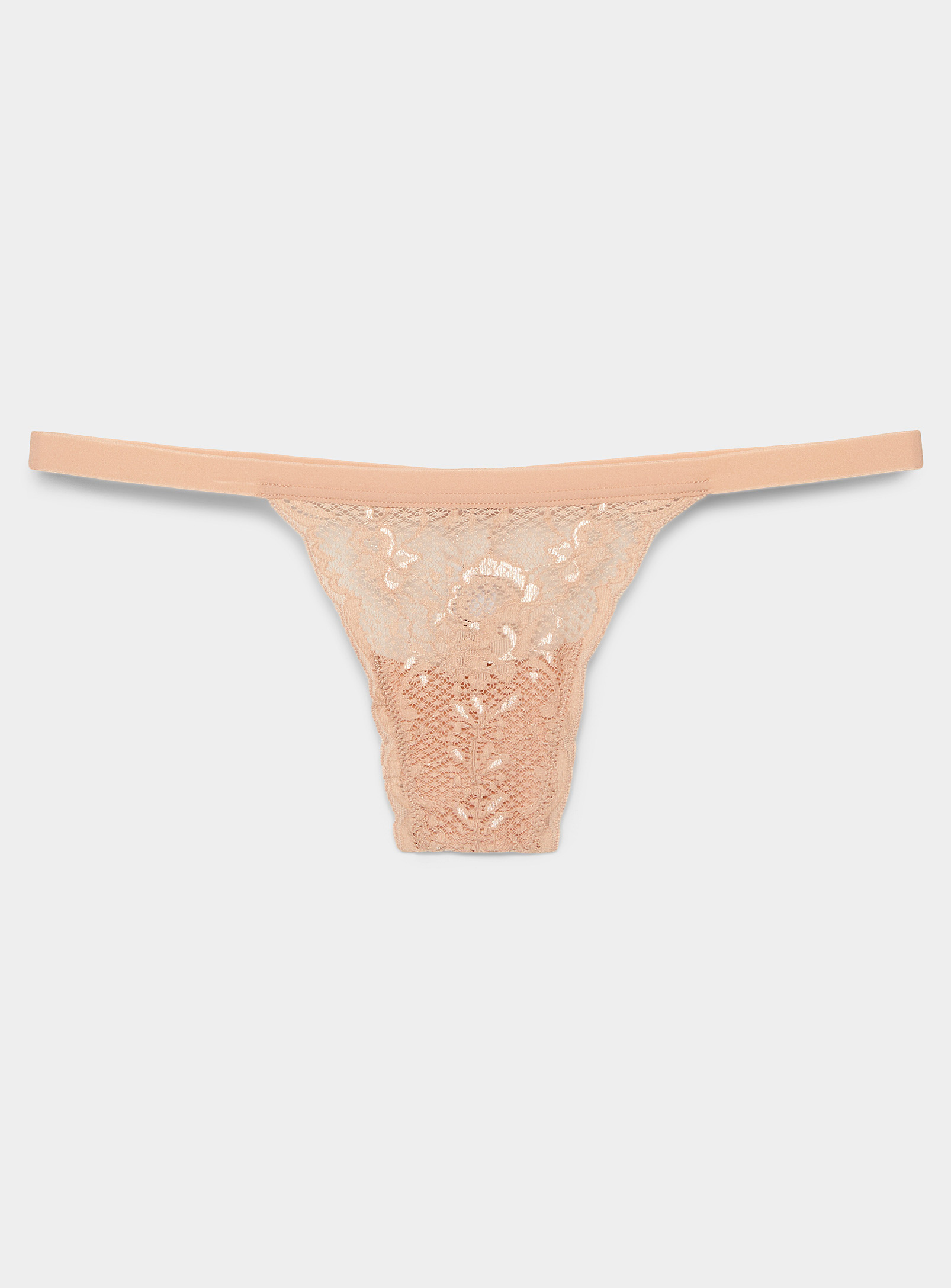 Cosabella Revealing Lace Thong In Ivory/cream Beige