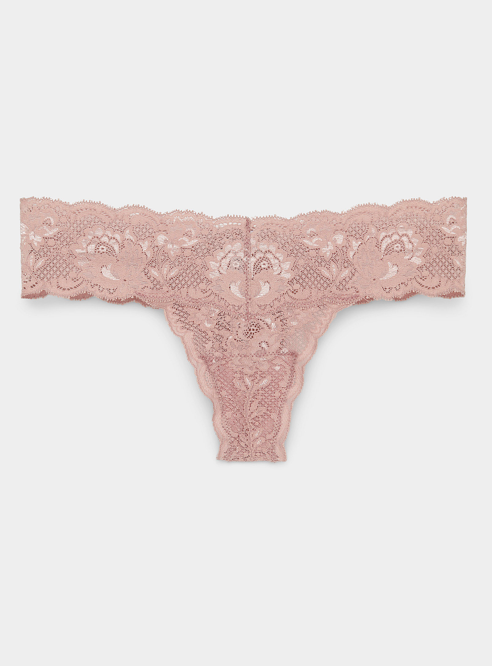 Cosabella Lace And Scallops Thong In Tan
