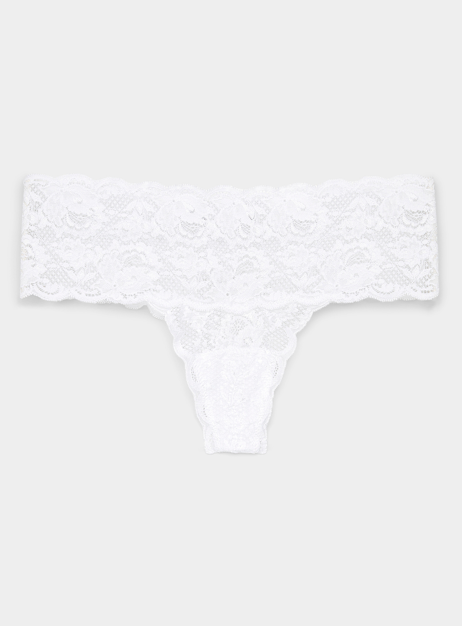 Cosabella Lace And Scallops Wide Band Thong In White