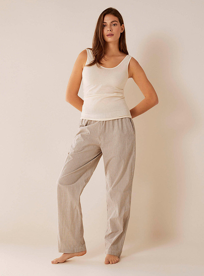 Aiayu Brown Pinstriped lounge pant for women