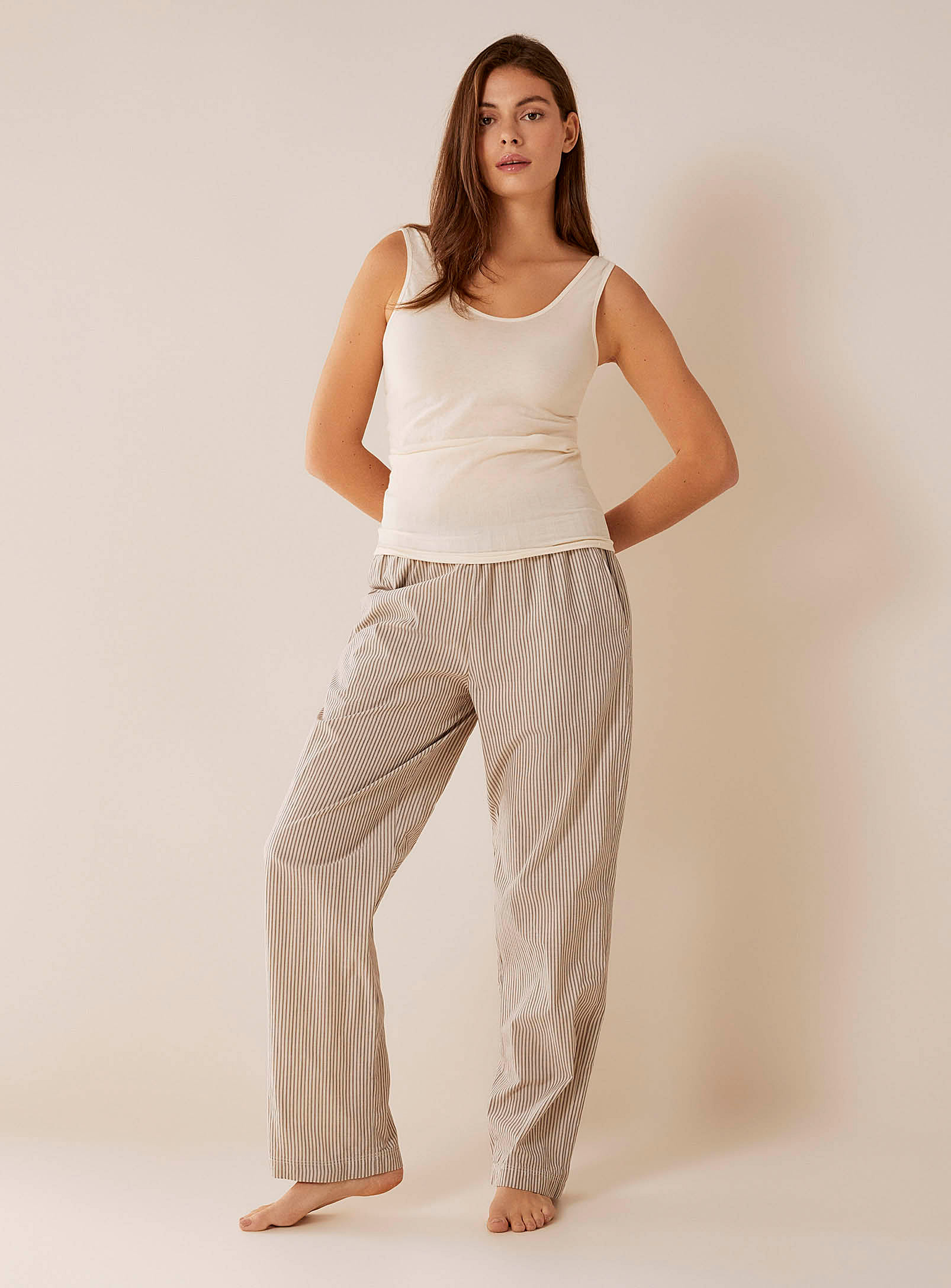 Aiayu Pinstriped Lounge Pant In Brown