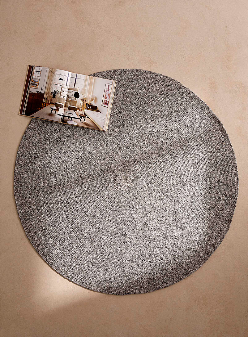 Simons Maison Patterned Grey Heathered weave circular rug 120 cm in diameter