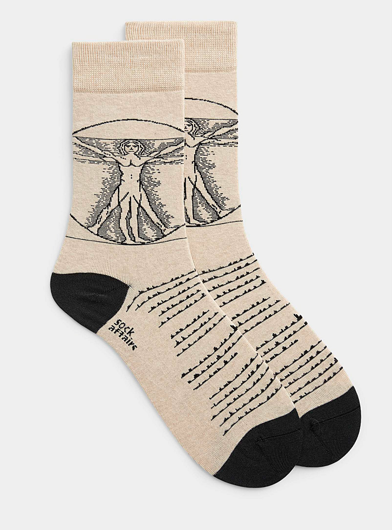 Sock Affairs Cream Beige Vitruvian Man sock for men