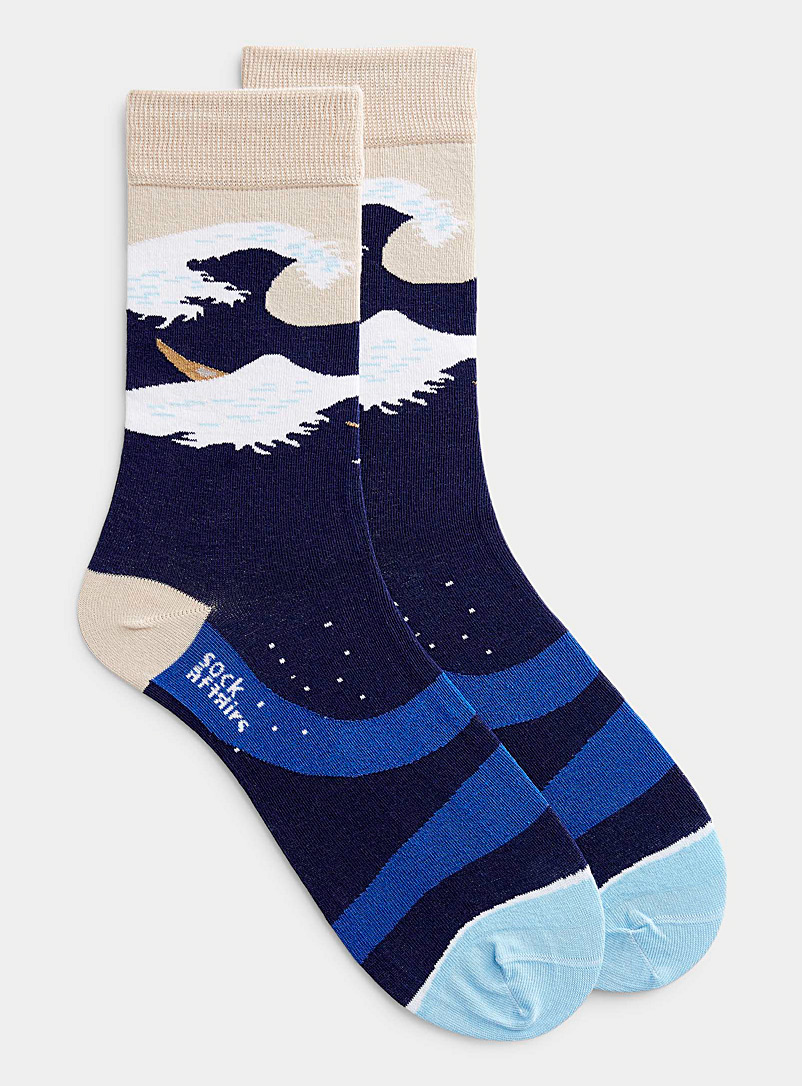Sock Affairs Patterned Blue Great Wave sock for men