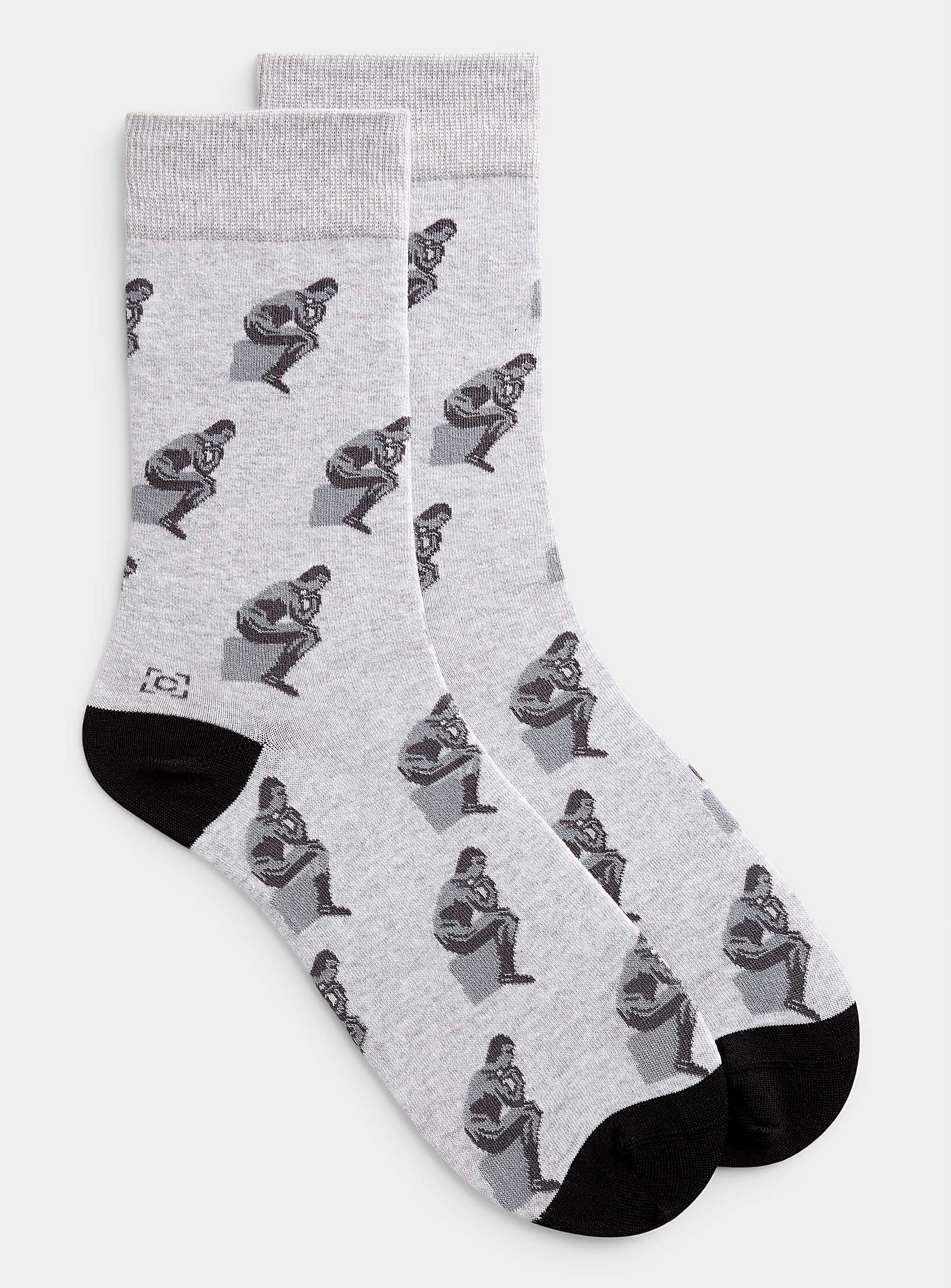 Sock Affairs The Thinker Sock In Patterned Black