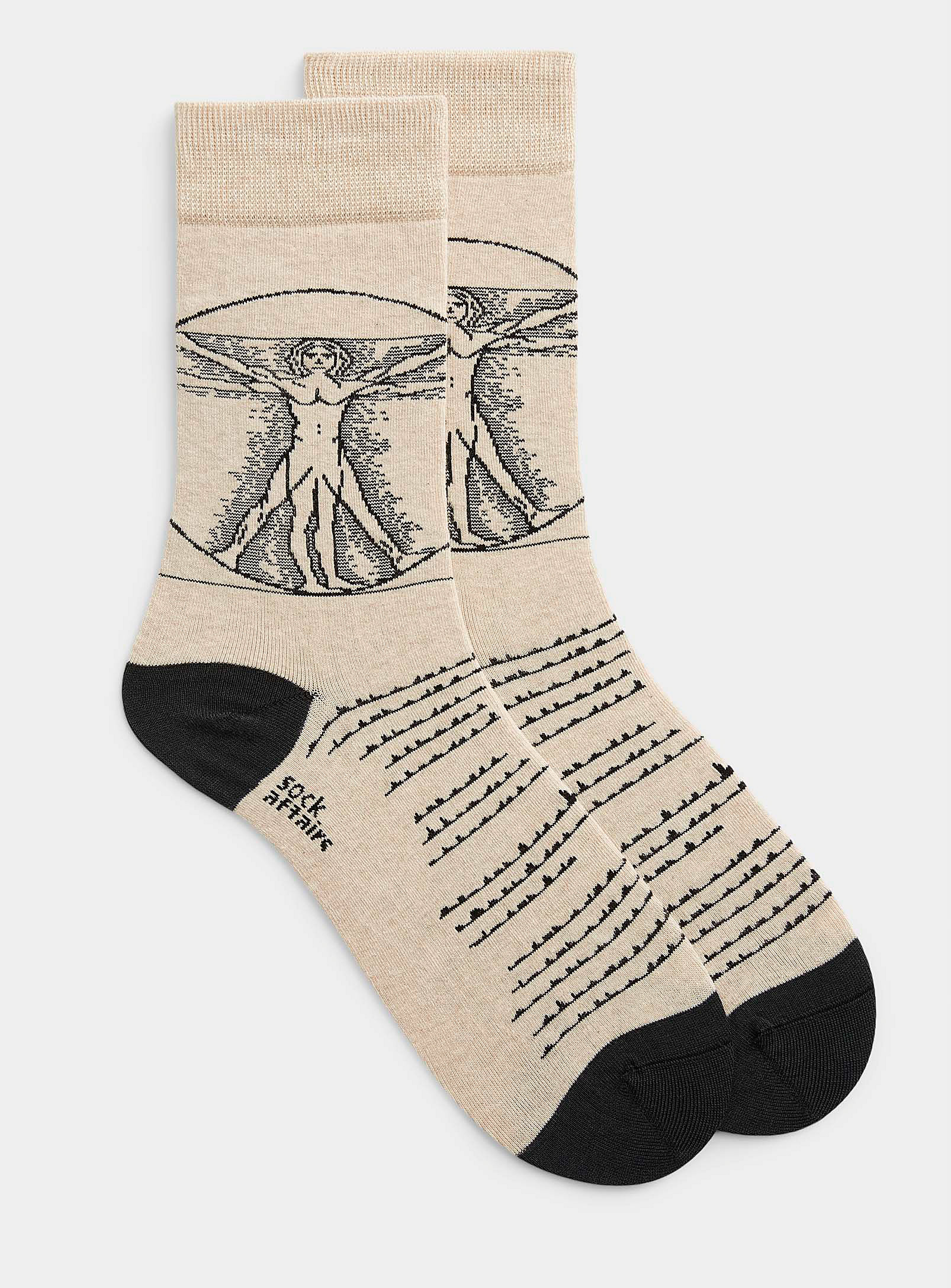 Sock Affairs Vitruvian Man Sock In Cream Beige