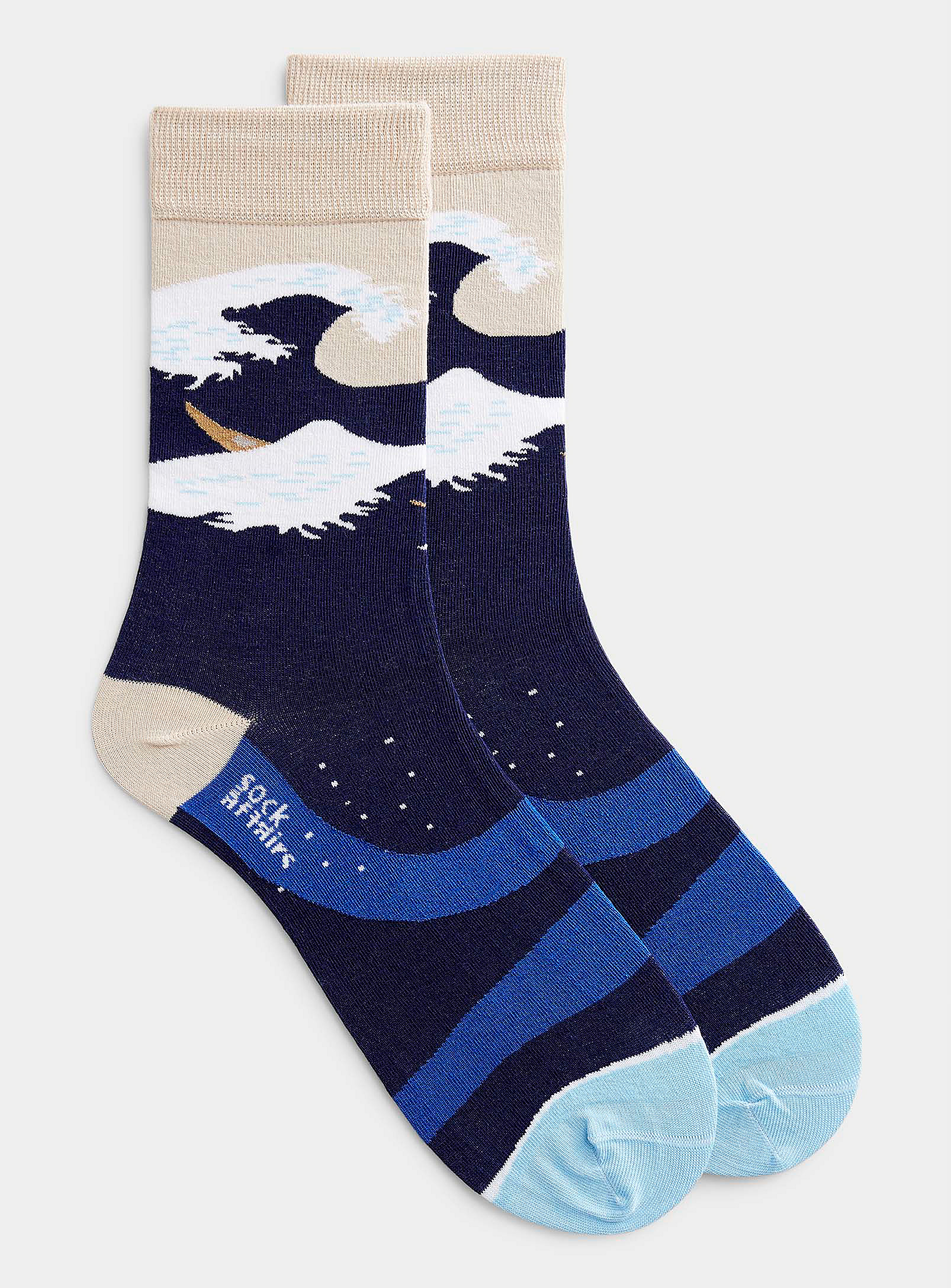 Sock Affairs Great Wave Sock In Patterned Blue