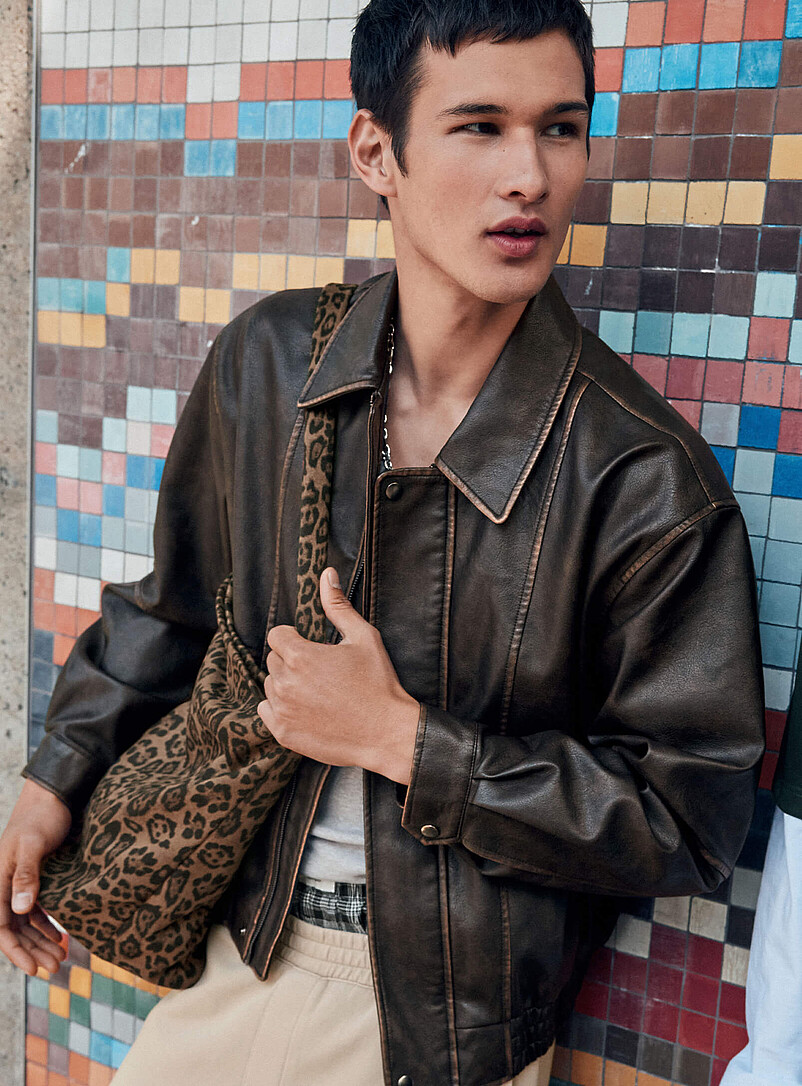 Retro Faux-Leather Jacket Imported From Seoul