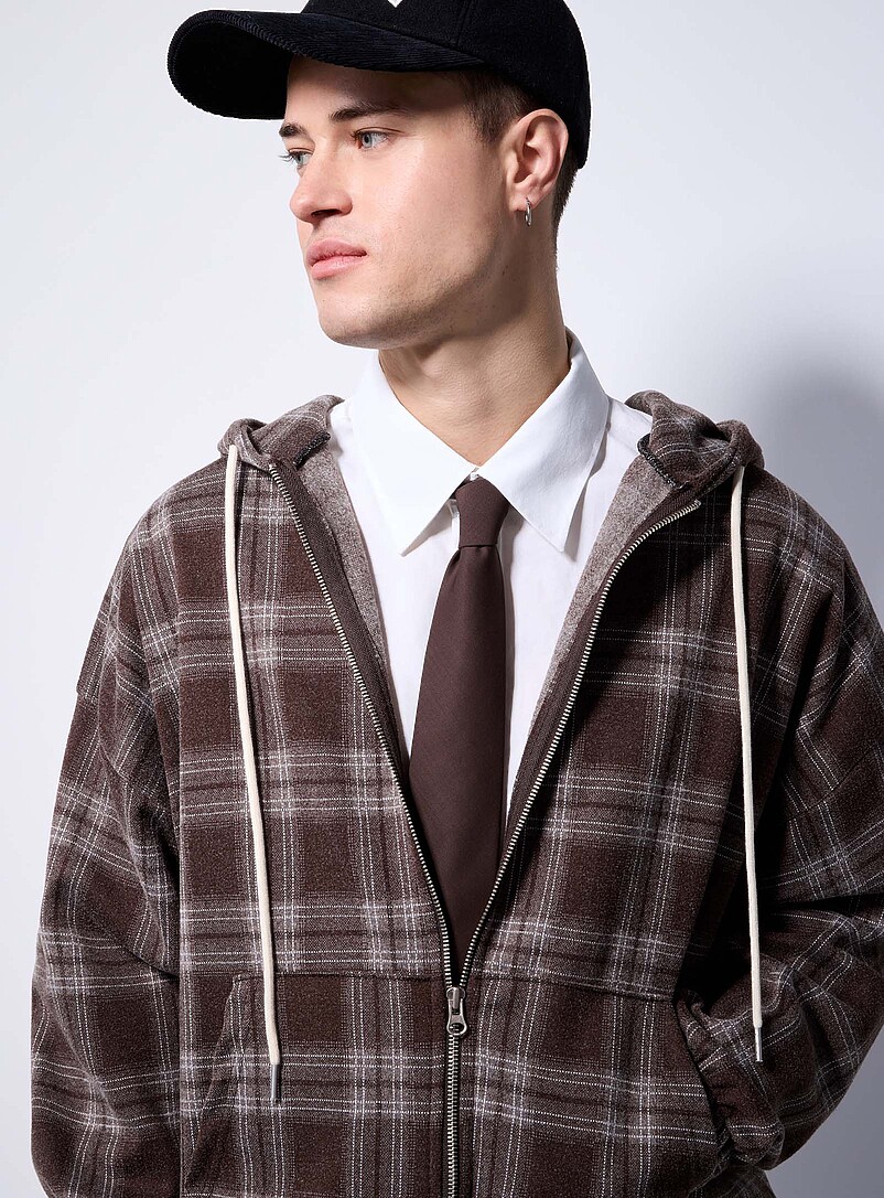 Windowpane check zipped hoodie Imported from Seoul product image 2