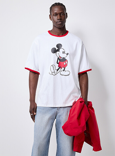 Le 31: Le t-shirt r&eacute;tro Mickey <b>Importation de S&eacute;oul</b> Blanc pour homme