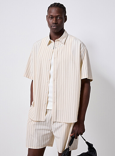 Pyjama-stripe poplin shirt <b>Imported from Seoul</b>