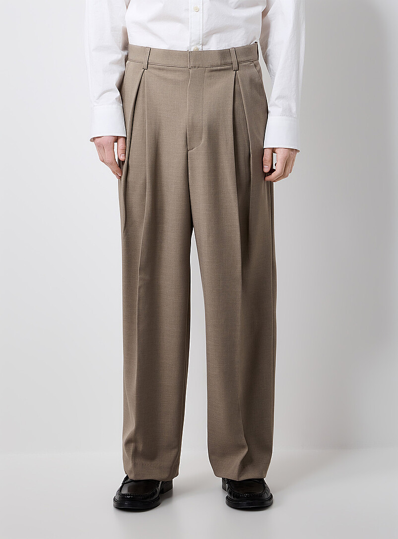 Le 31: Le pantalon &agrave; plis Coupe ample <b>Importation de S&eacute;oul</b> Ivoire - Beige cr&egrave;me pour homme