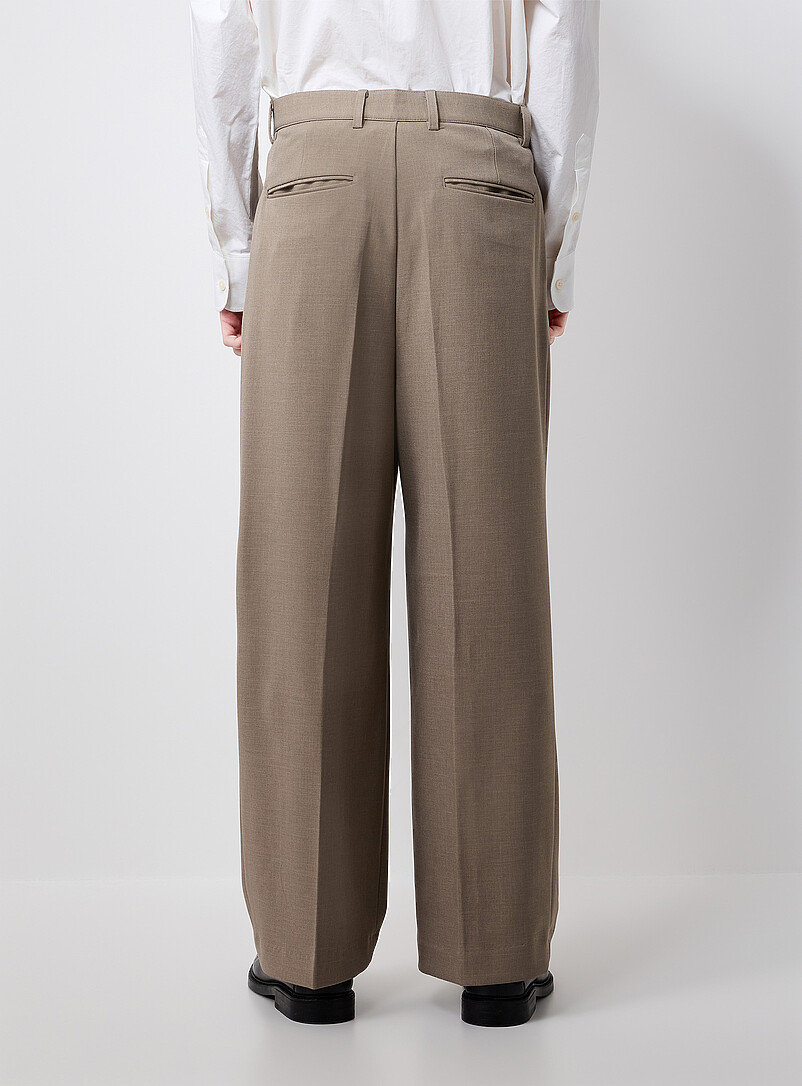 Le 31: Le pantalon &agrave; plis Coupe ample <b>Importation de S&eacute;oul</b> Ivoire - Beige cr&egrave;me pour homme