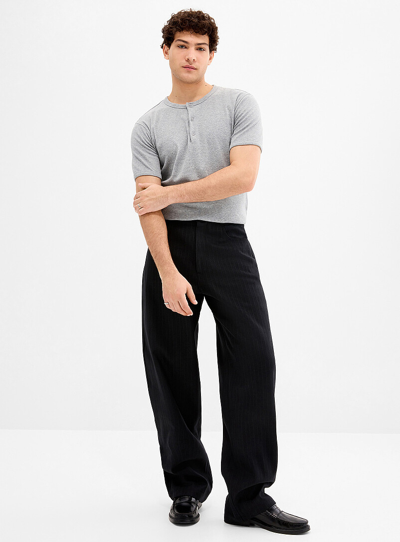 Herringbone Stripe 5-Pocket Pant Loose Fit Imported From Seoul