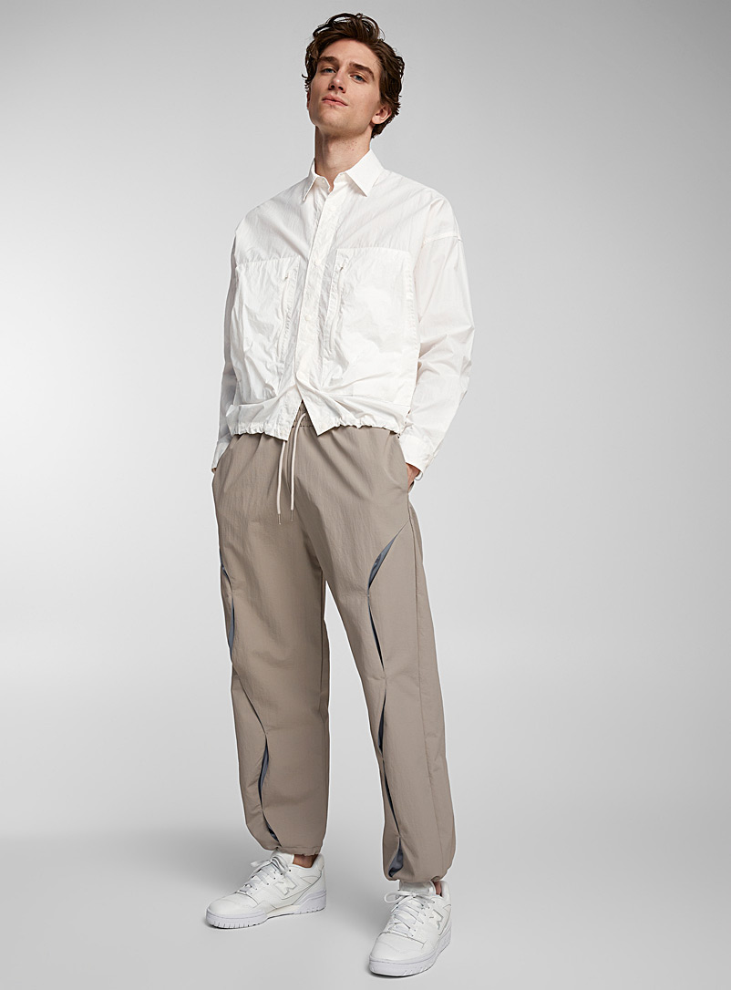 Le 31 Taupe Accent-insert nylon pant for men