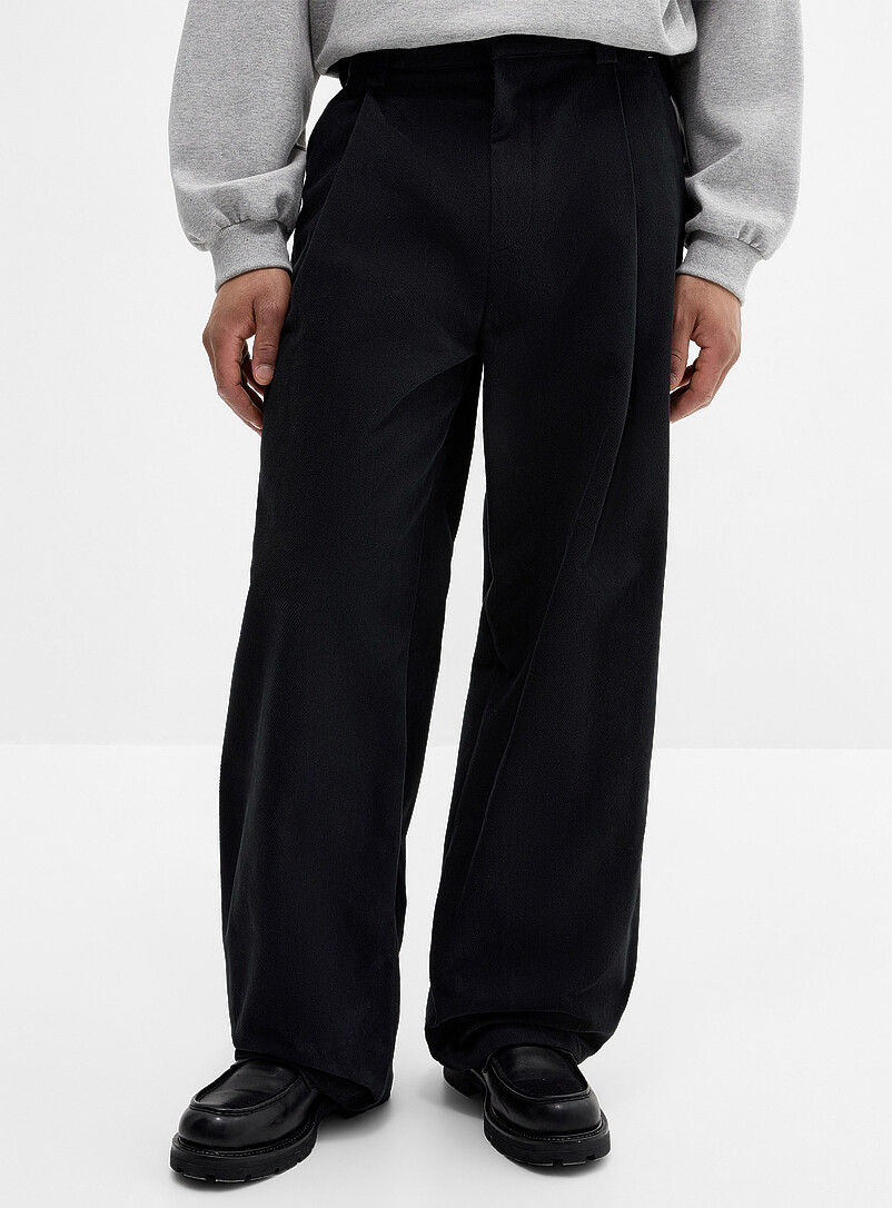 Djab Navy/Midnight Blue Brushed twill pleated chinos Barrel fit <b>Imported from Seoul</b> for men