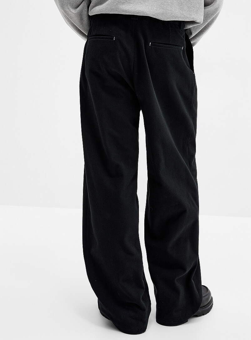 Djab Navy/Midnight Blue Brushed twill pleated chinos Barrel fit <b>Imported from Seoul</b> for men