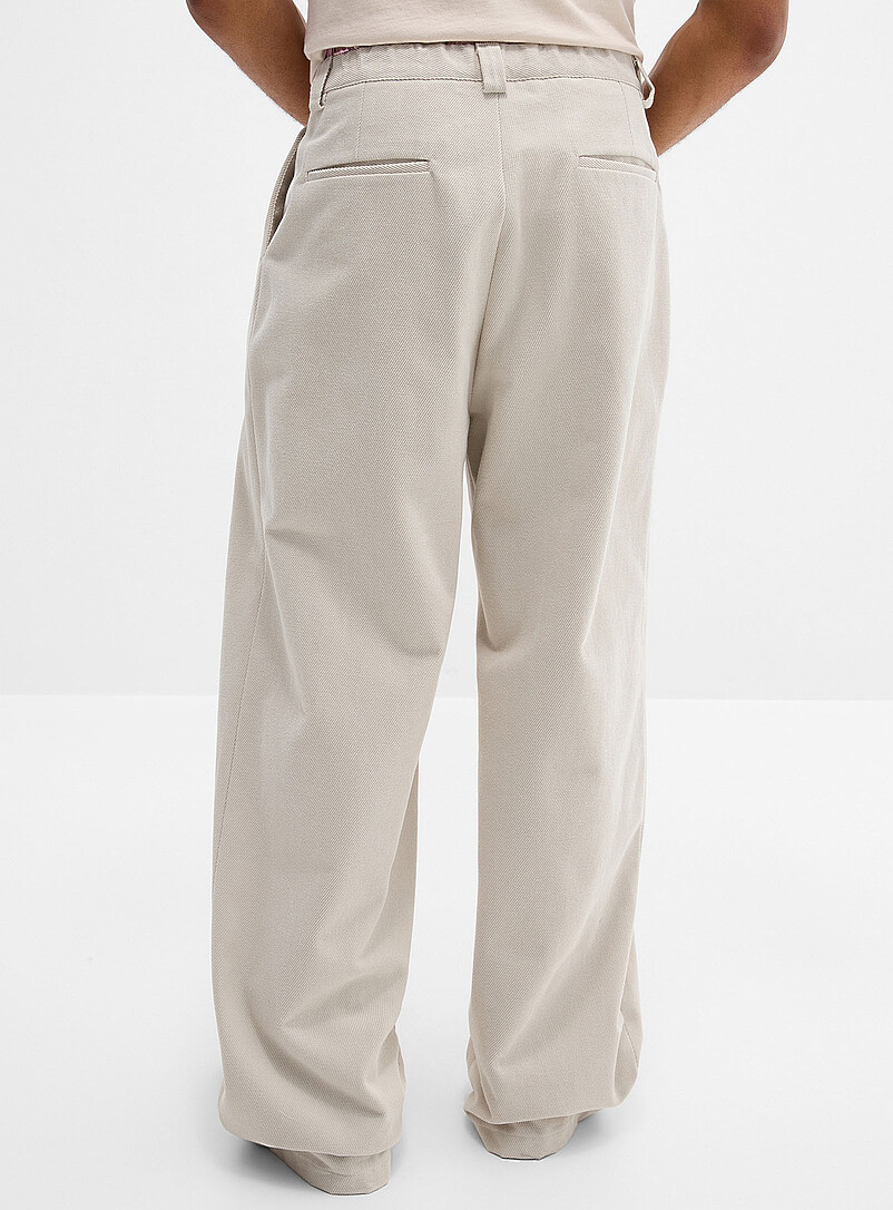 Djab Navy/Midnight Blue Brushed twill pleated chinos Barrel fit <b>Imported from Seoul</b> for men