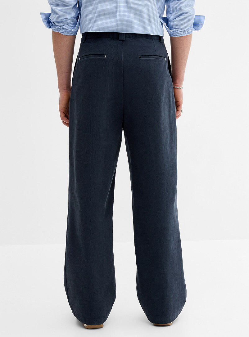 Djab: Le pantalon &agrave; plis twill &eacute;pais Coupe ballon <b>Importation de S&eacute;oul</b> Bleu marine - Bleu nuit pour homme