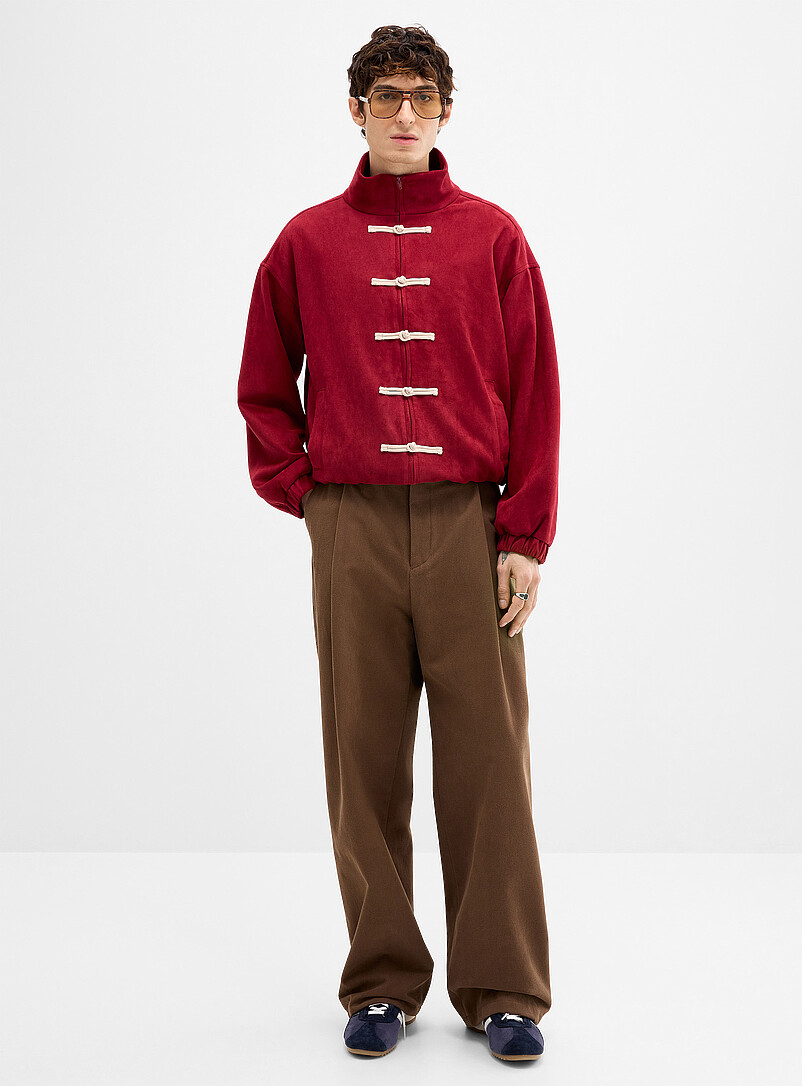 Pleated Thick Twill Pant Barrel Fit Imported From Seoul