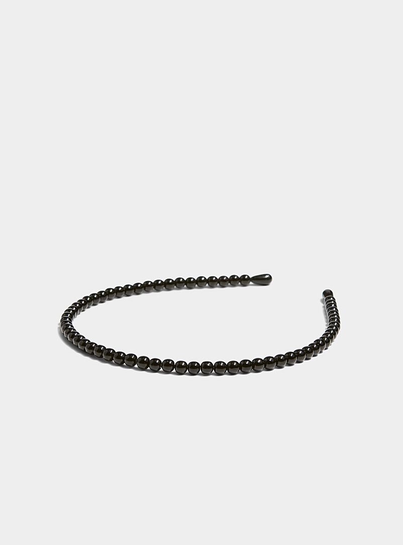 Simons Black Monochrome bead headband for women