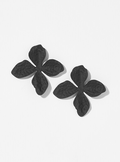 Matte-finish large colourful flower earrings