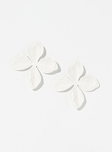 Matte-finish large colourful flower earrings