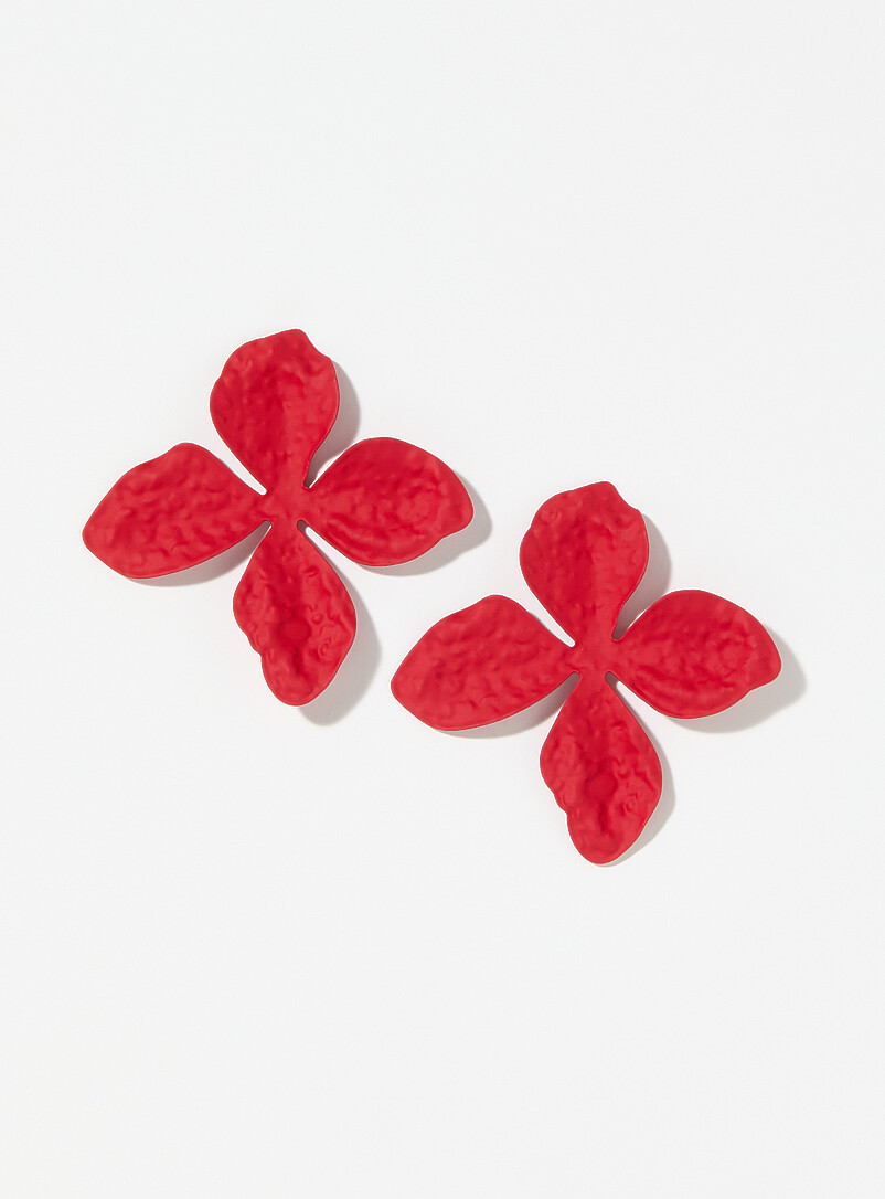 Matte-finish large colourful flower earrings product image (primary)
