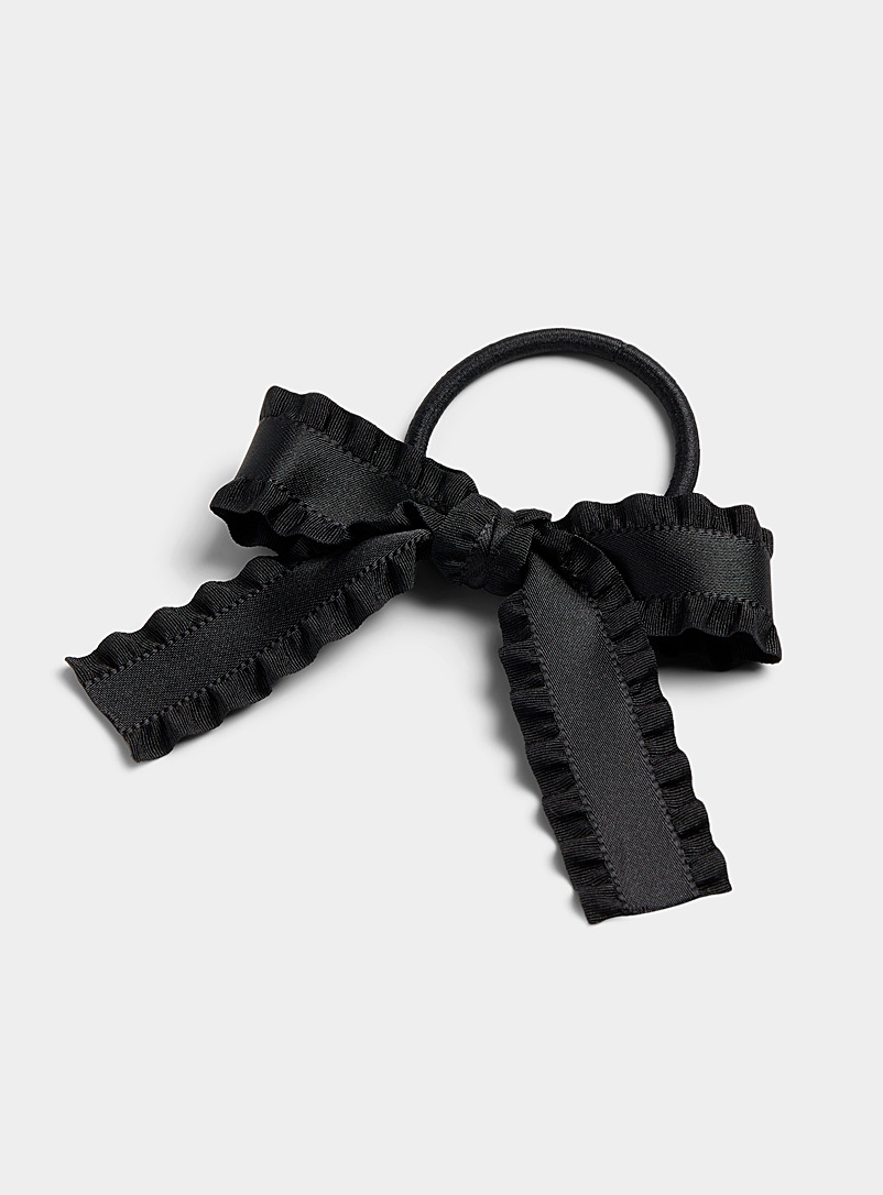 Simons Black Ruffled bow elastic for women