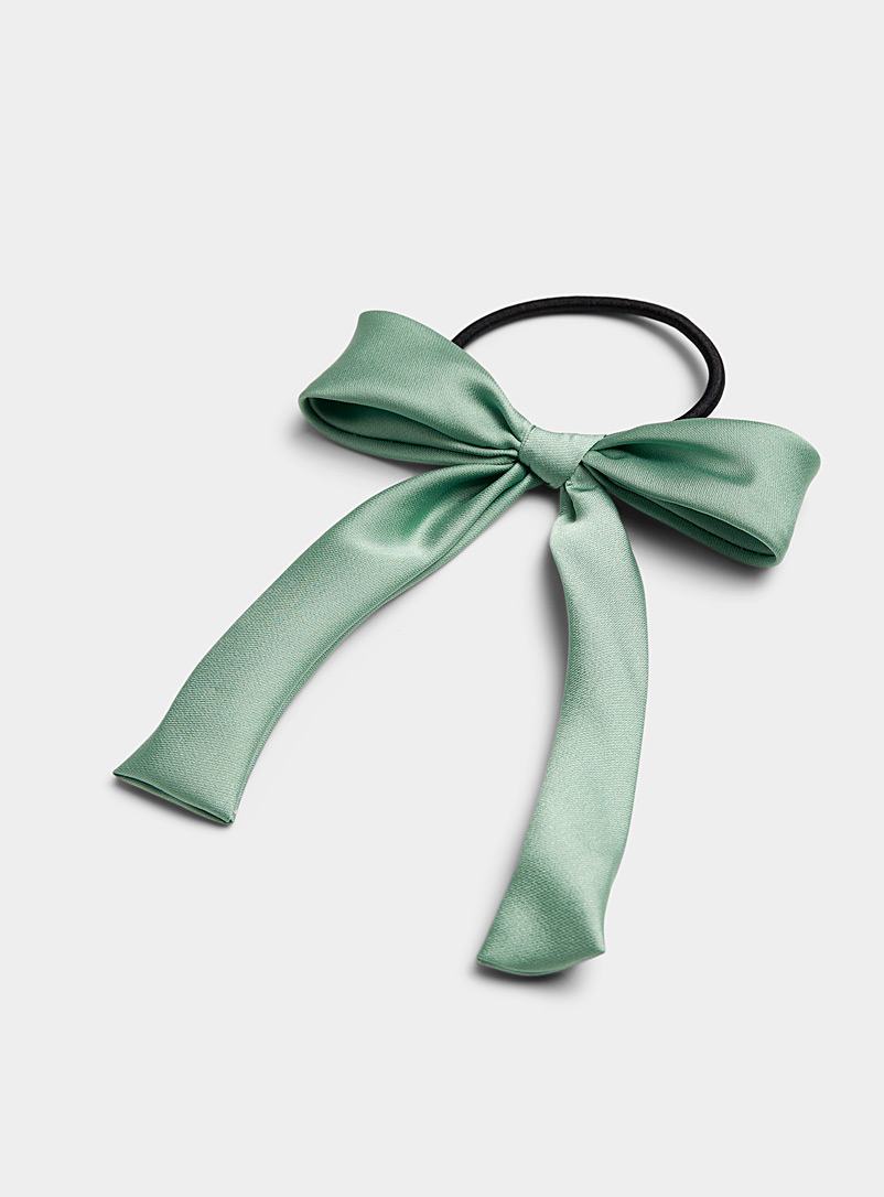 Simons Pine/Bottle Green Satiny bow elastic for women