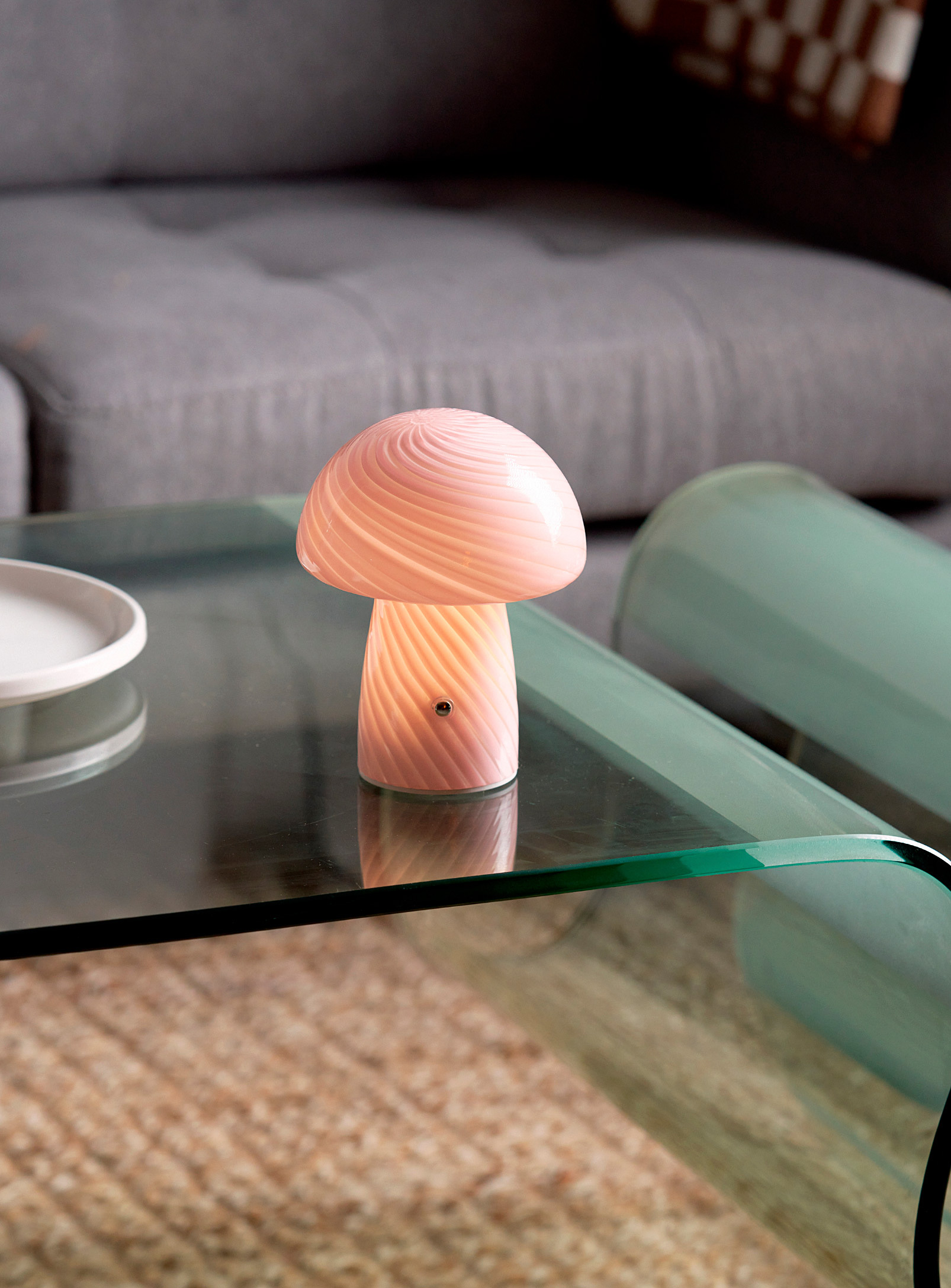 Humber Cordless Mushroom Table Lamp In Pattern