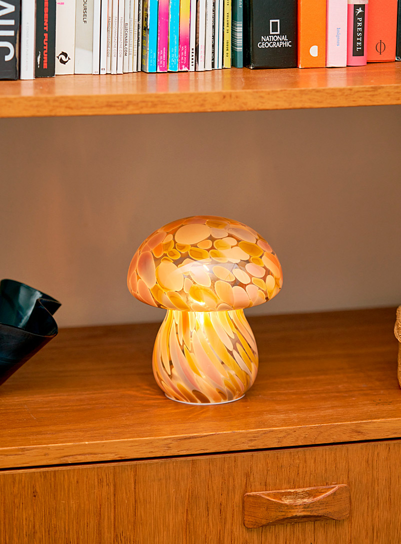 Orange Confetti Small Portable Mushroom Lamp