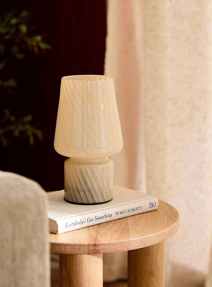 White swirls retro-style portable open lamp product image (primary)