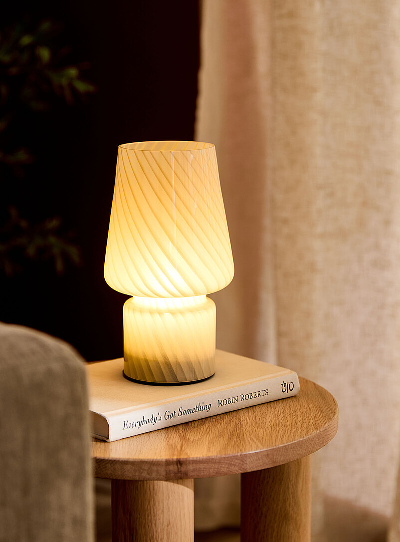 White swirls retro-style portable open lamp product image 2