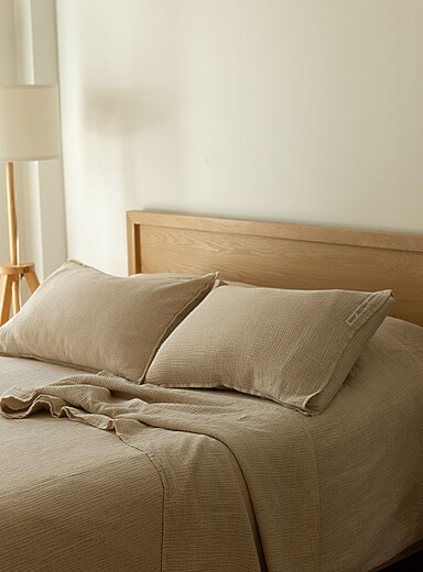 Waffled cotton and linen duvet cover set